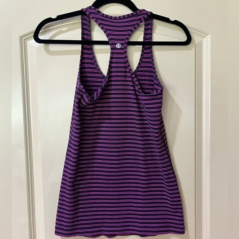 LULULEMON Cool Racerback Double Trouble Stripe Ultra Violet Black Grape Size 4